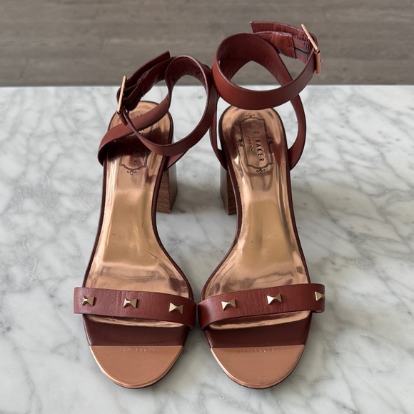 🌼TED BAKER🌼 Biah Cognac Leather Heeled Sandals, Size 7 - Picture 6 of 12